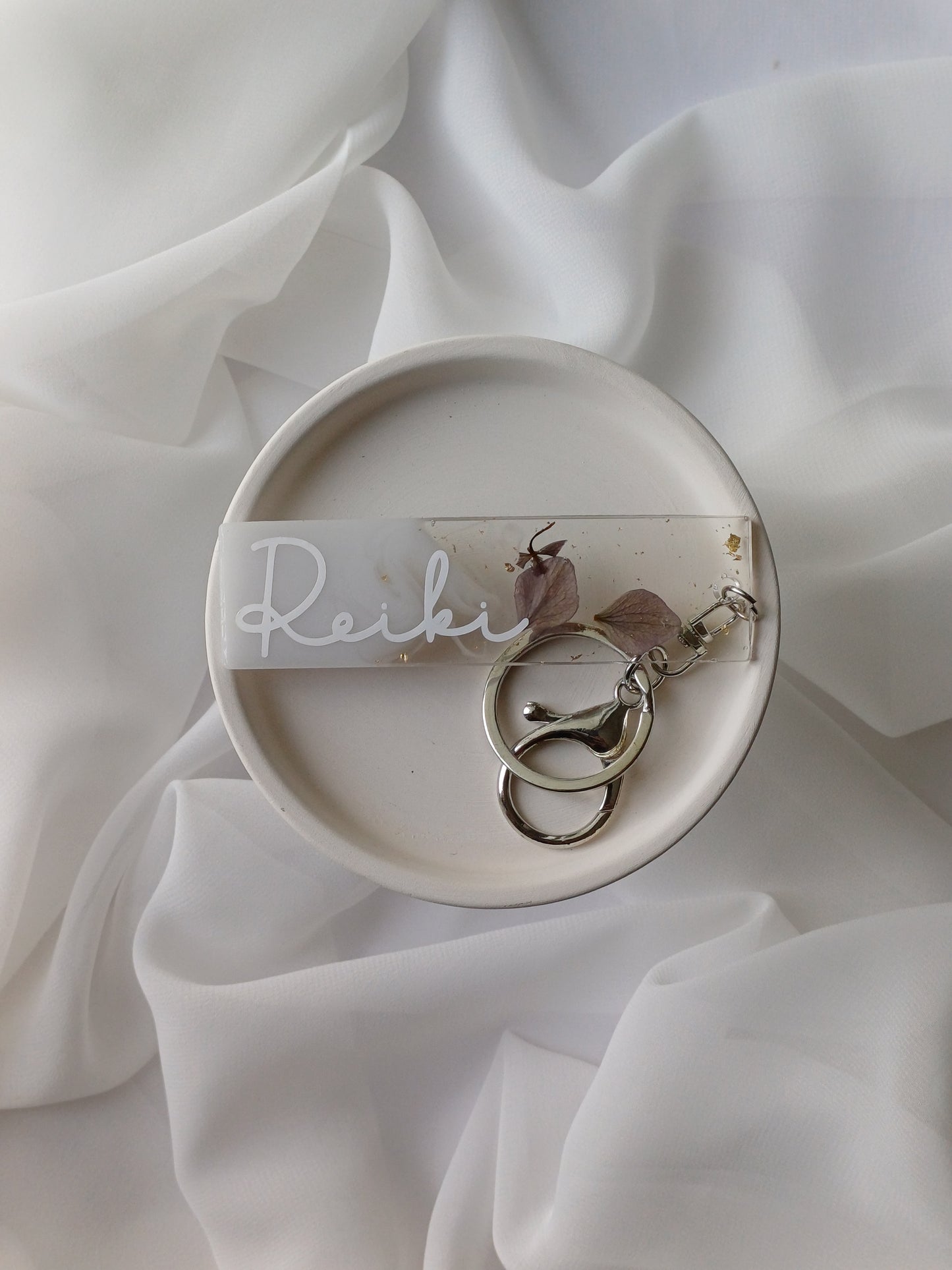 White, Flakes and Petals Bag Tag