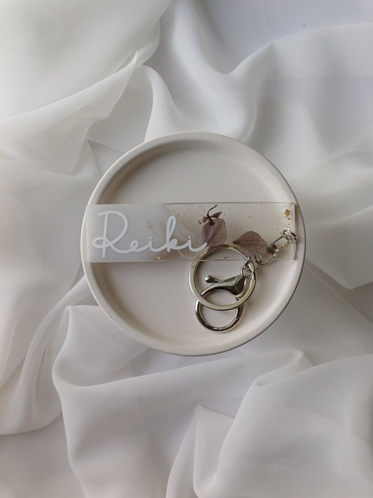 White, Flakes and Petals Bag Tag